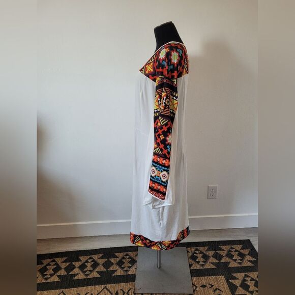 Aztec Tribal Dress Ceremonial Colorful Southwestern Bohemian Retro 70s XXL - Picture 4 of 15